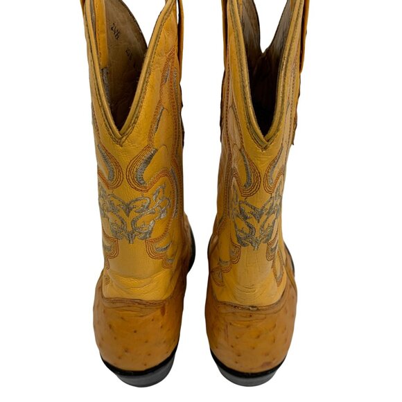 Unisex Ostrich Leather Cowboy Boots 24 1/2 Mex 7.5 W US 6 M US Rodeo Bravo - Picture 8 of 12